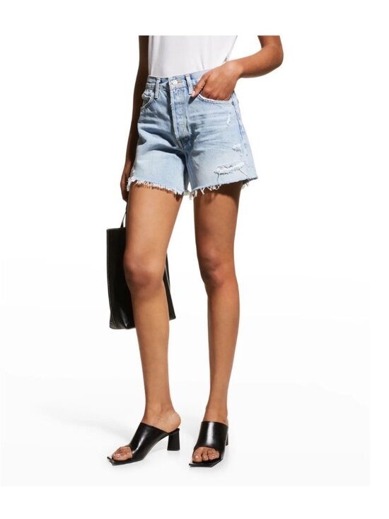 Agolde Pants - Agolde Parker Swapmeet Color Long Frayed Denim Shorts